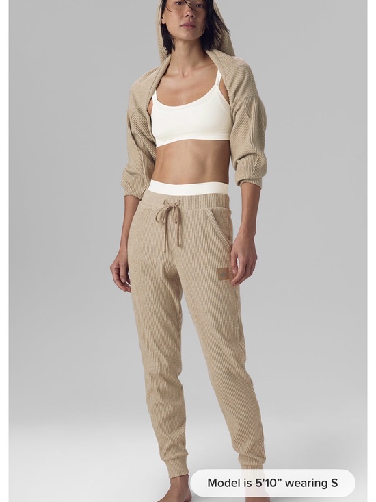 ALO Yoga Sweaters - ALO Yoga Ribbed Drawstring Jogger ant top in Beige